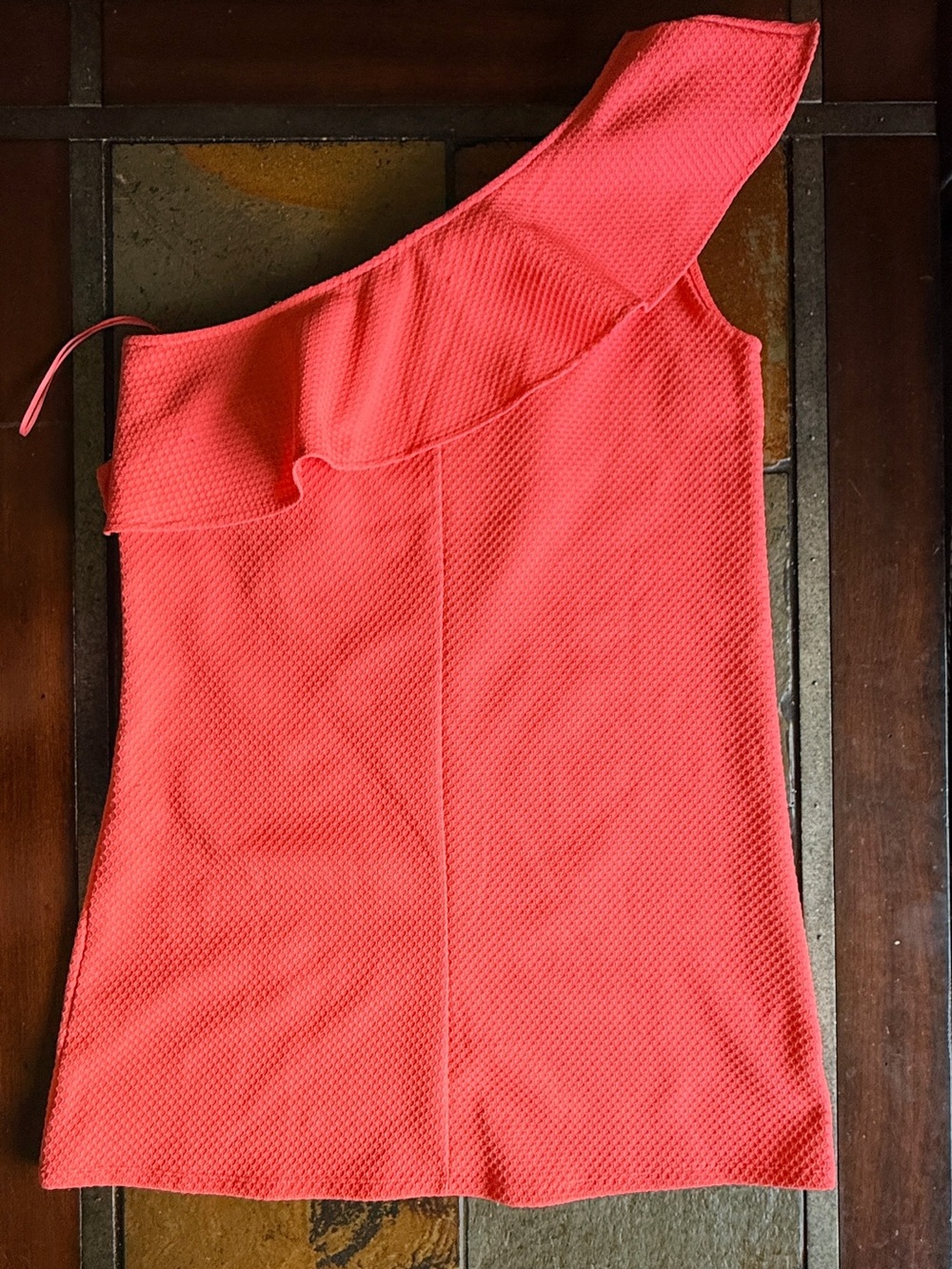 Cupcakes & cashmere large coral one shoulder blouse sleeveless ruffle mini dress
